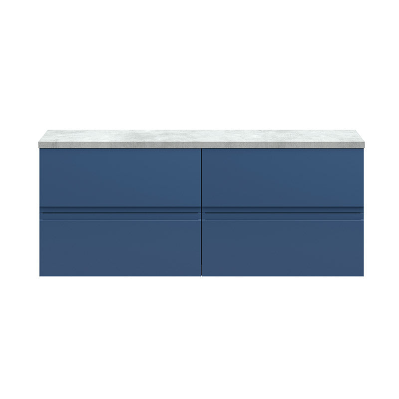 Hudson Reed Urban Wall Hung Four Drawer 1200mm Unit & Laminate Bellato Grey Worktop (1 size, 5 colours) - Brand New Bathrooms