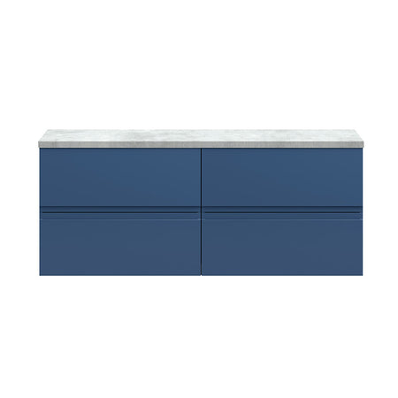 Hudson Reed Urban Wall Hung Four Drawer 1200mm Unit & Laminate Bellato Grey Worktop (1 size, 5 colours) - Brand New Bathrooms