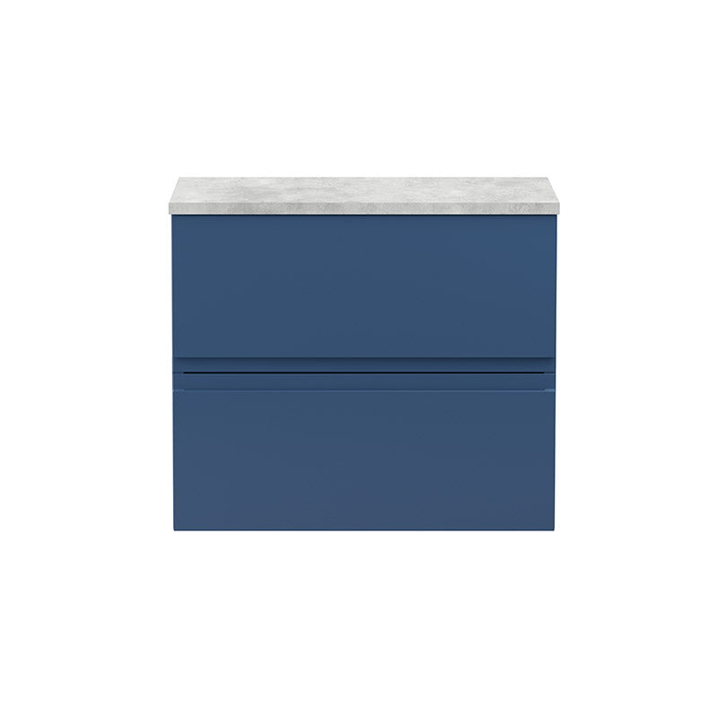 Hudson Reed Urban Wall Hung Double Drawer 600mm Vanity & Bellato Grey Laminate Worktop (1 size, 5 colours) - Brand New Bathrooms