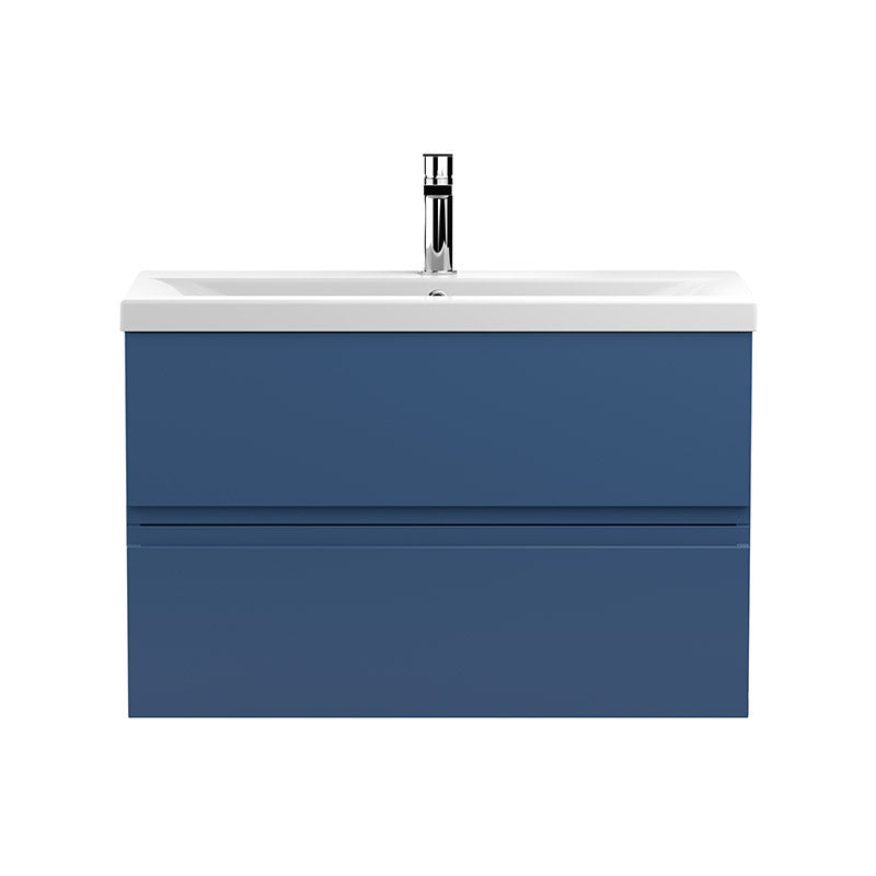 Hudson Reed Urban Wall Hung Double Drawer 800mm Vanity Unit with Mid-Edge Ceramic Basin (1 size, 5 colours) - Brand New Bathrooms
