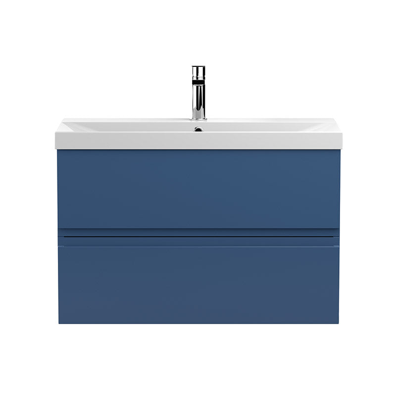 Hudson Reed Urban Wall Hung Double Drawer 800mm Vanity Unit with Thin-Edge Ceramic Basin (1 size, 5 colours) - Brand New Bathrooms