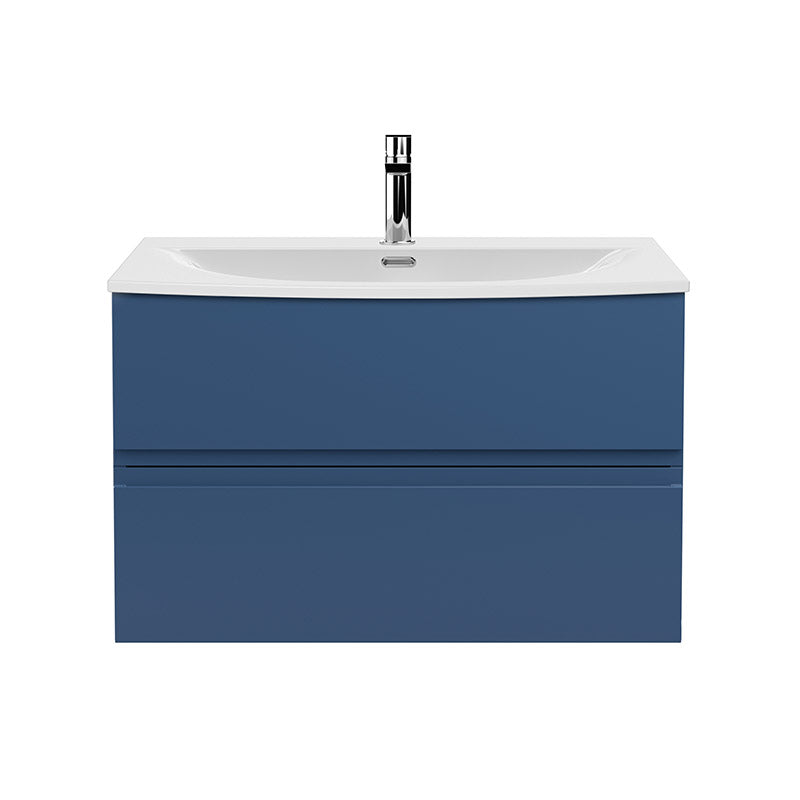 Hudson Reed Urban Wall Hung Double Drawer 800mm Vanity Unit with Curved Ceramic Basin (1 size, 5 colours) - Brand New Bathrooms