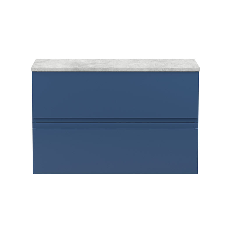 Hudson Reed Urban Wall Hung Double Drawer 800mm Vanity Unit with Bellato Grey Worktop (1 size, 5 colours) - Brand New Bathrooms