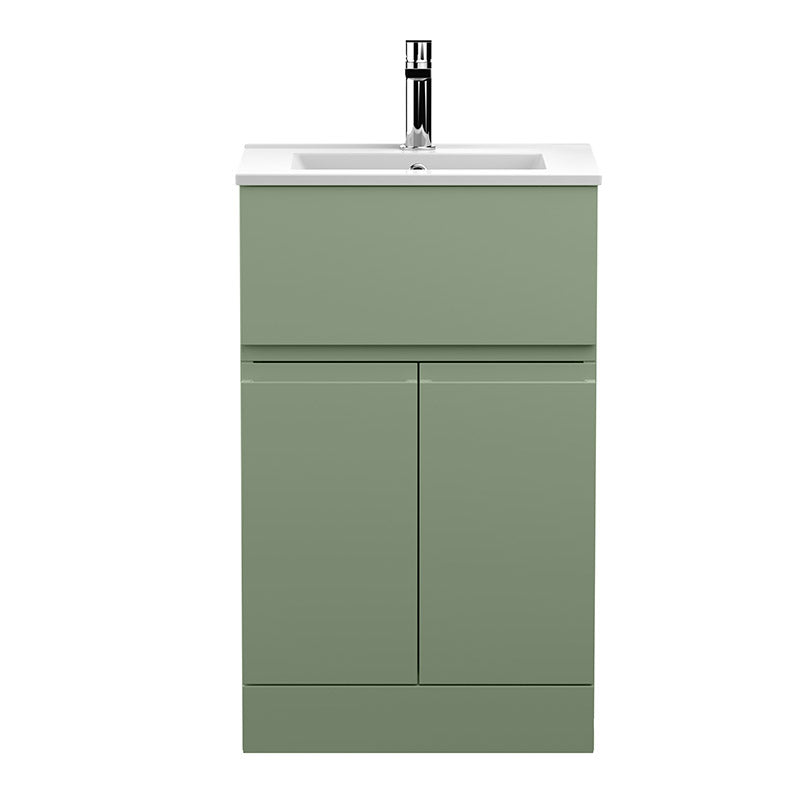 Hudson Reed Urban Floor Standing Double Door/Single Drawer 500mm Unit and Minimalist Ceramic Basin (1 size, 5 colours) - Brand New Bathrooms