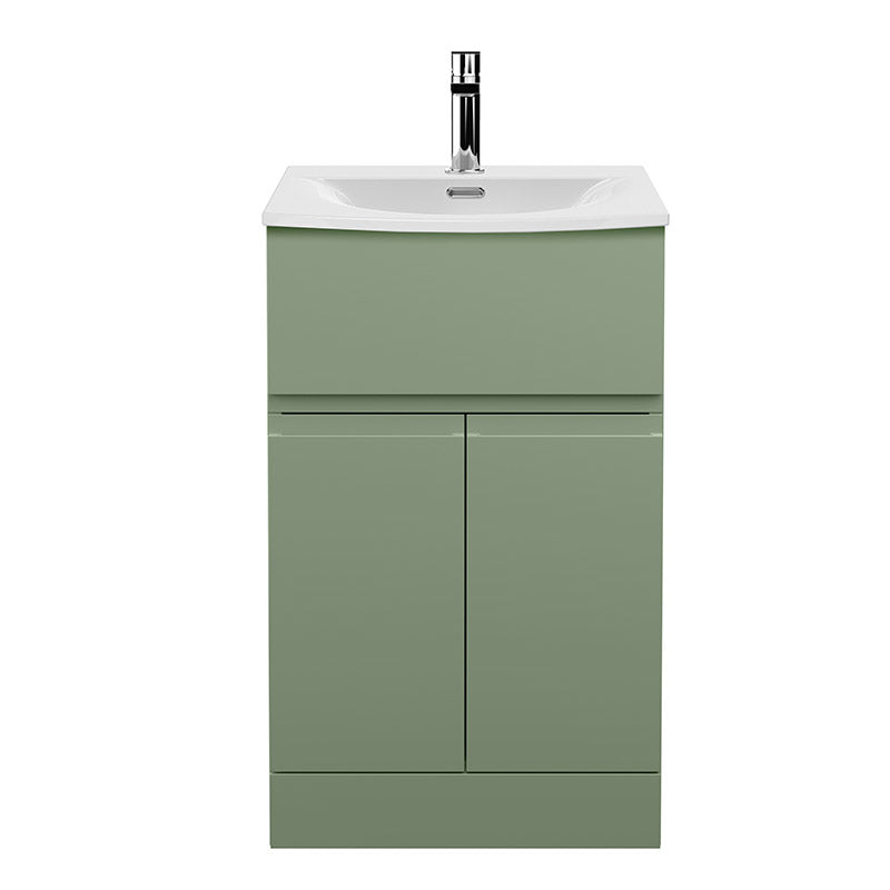 Hudson Reed Urban Floor Standing Double Door/Single Drawer 500mm Unit and Curved Ceramic Basin (1 size, 5 colours) - Brand New Bathrooms