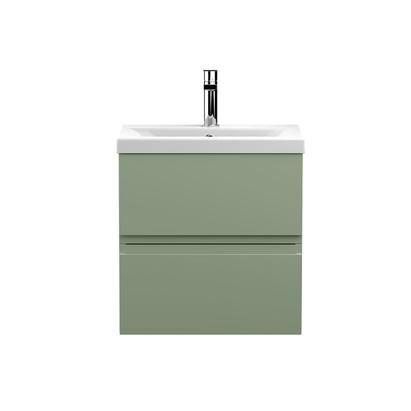 Hudson Reed Wall Hung Double Drawer 500mm Vanity Unit & Mid-Edge Ceramic Basin (1 size, 5 colours) - Brand New Bathrooms