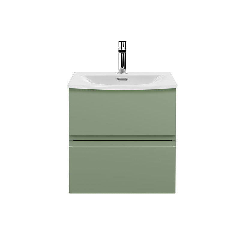 Hudson Reed Wall Hung Double Drawer 500mm Vanity Unit & Curved Ceramic Basin (1 size, 5 colours) - Brand New Bathrooms