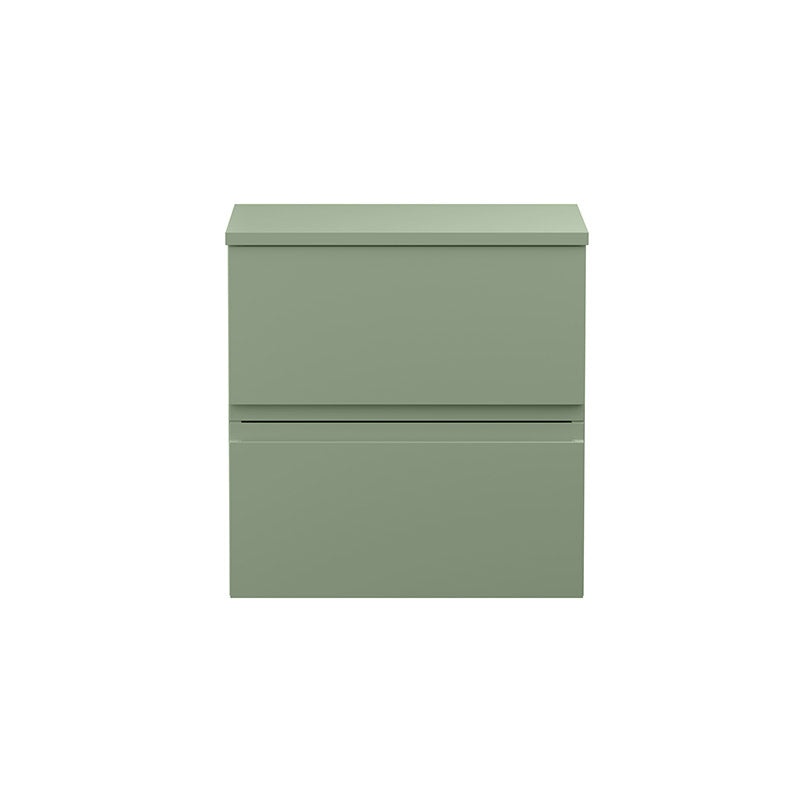 Hudson Reed Urban Wall Hung Double Drawer 500mm Vanity Unit with Matching Worktop (1 size, 4 colours) - Brand New Bathrooms