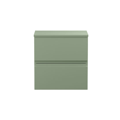 Hudson Reed Urban Wall Hung Double Drawer 500mm Vanity Unit with Matching Worktop (1 size, 4 colours) - Brand New Bathrooms