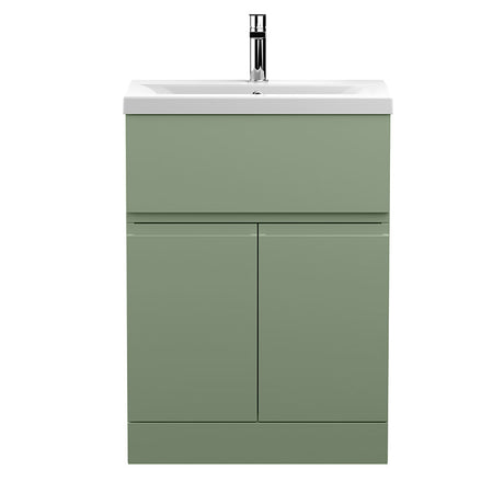 Hudson Reed Urban Floor Standing Double Door/Single Drawer 600mm Unit and Mid-Edge Ceramic Basin (1 size, 5 colours) - Brand New Bathrooms