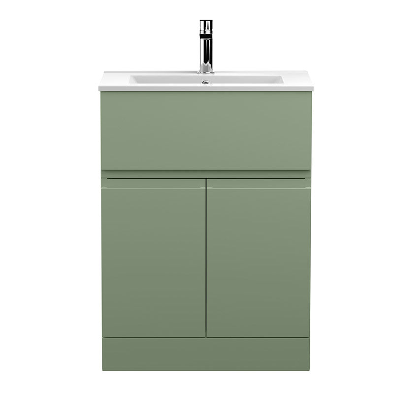 Hudson Reed Urban Floor Standing Double Door/Single Drawer 600mm Unit and Minimalist Basin 1 Tap Hole (2 sizes, 5 colours) - Brand New Bathrooms