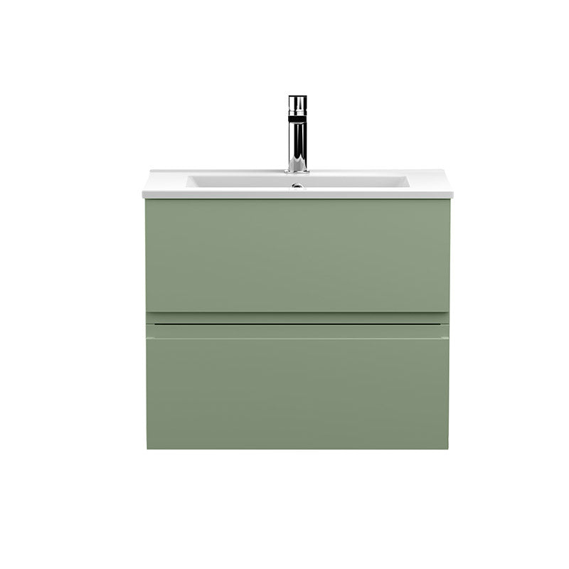 Hudson Reed Urban Wall Hung Double Drawer 600mm Vanity Unit & Minimalist Ceramic Basin (1 size, 5 colours) - Brand New Bathrooms