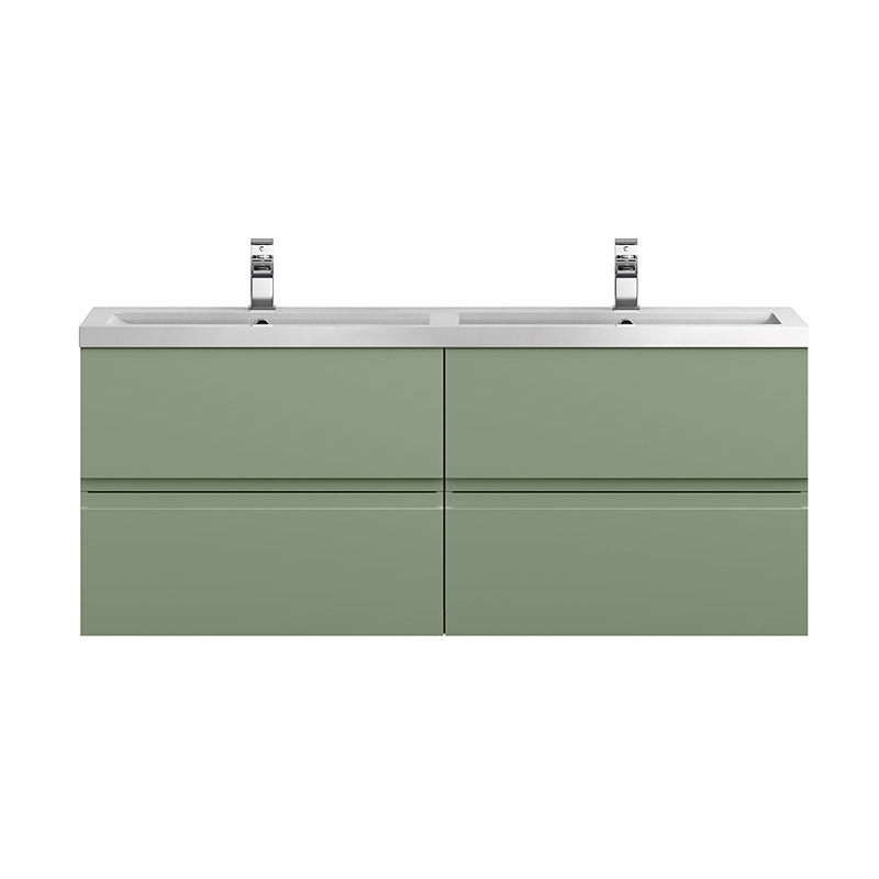 Hudson Reed Urban Wall Hung Four Drawer 1200mm Vanity & Double Polymarble Basin (1 size, 5 colours) - Brand New Bathrooms