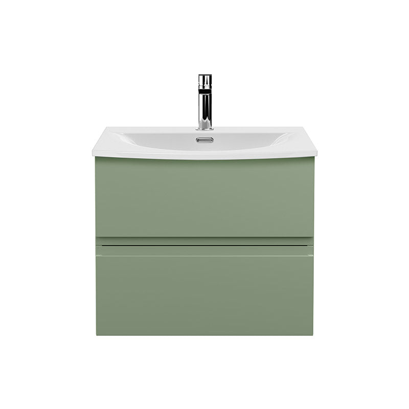 Hudson Reed Urban Wall Hung Double Drawer 600mm Vanity Unit & Curved Ceramic Basin (1 size, 5 colours) - Brand New Bathrooms