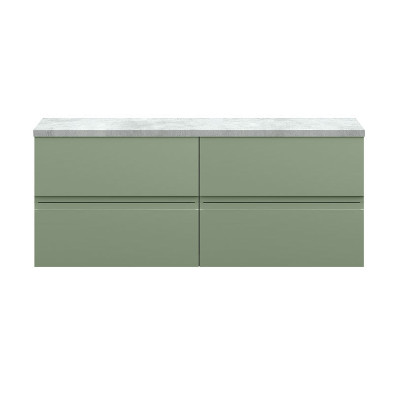 Hudson Reed Urban Wall Hung Four Drawer 1200mm Unit & Laminate Bellato Grey Worktop (1 size, 5 colours) - Brand New Bathrooms