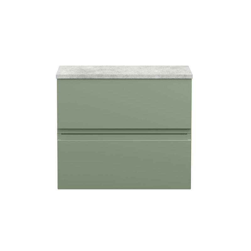 Hudson Reed Urban Wall Hung Double Drawer 600mm Vanity & Bellato Grey Laminate Worktop (1 size, 5 colours) - Brand New Bathrooms