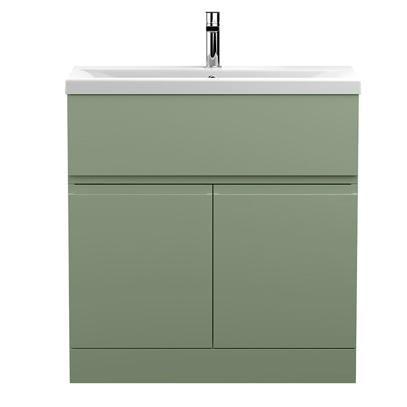 Hudson Reed Urban Floor Standing Double Door Single Drawer 800mm Vanity Unit with Ceramic Mid-Edge Basin (1 size, 5 colours) - Brand New Bathrooms