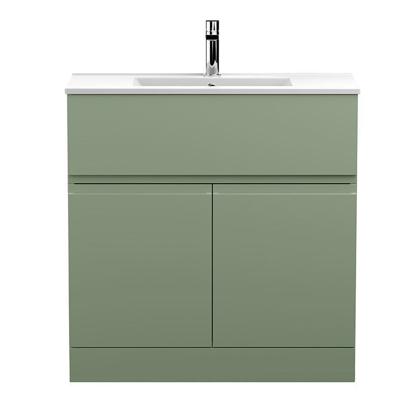 Hudson Reed Urban Floor Standing Double Door Single Drawer 800mm Vanity Unit with Mid-Edge Ceramic Basin (1 size, 5 colours) - Brand New Bathrooms