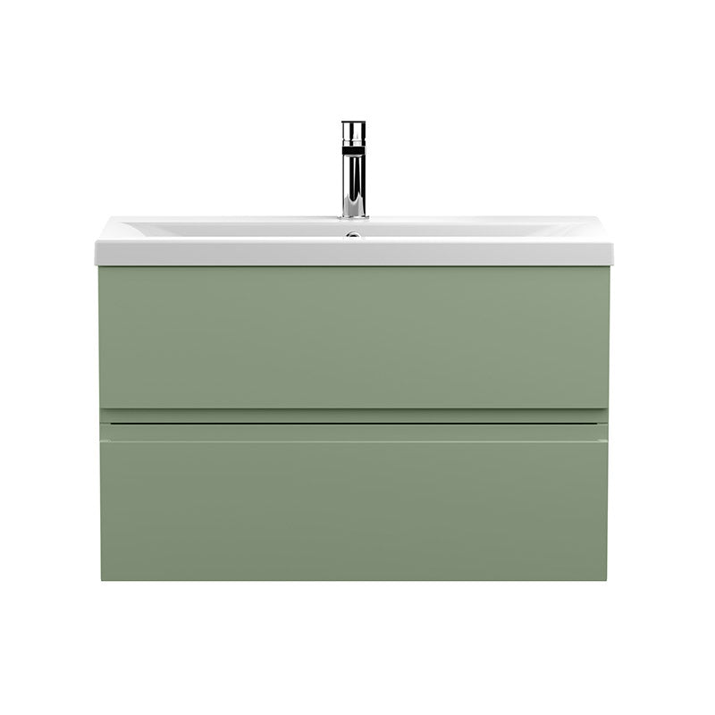 Hudson Reed Urban Wall Hung Double Drawer 800mm Vanity Unit with Mid-Edge Ceramic Basin (1 size, 5 colours) - Brand New Bathrooms