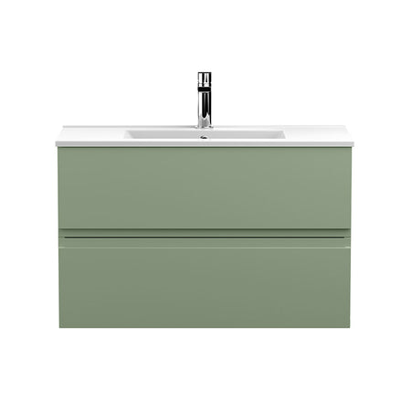 Hudson Reed Urban Wall Hung Double Drawer 800mm Unit & Minimalist Ceramic Basin (1 size, 5 colours) - Brand New Bathrooms