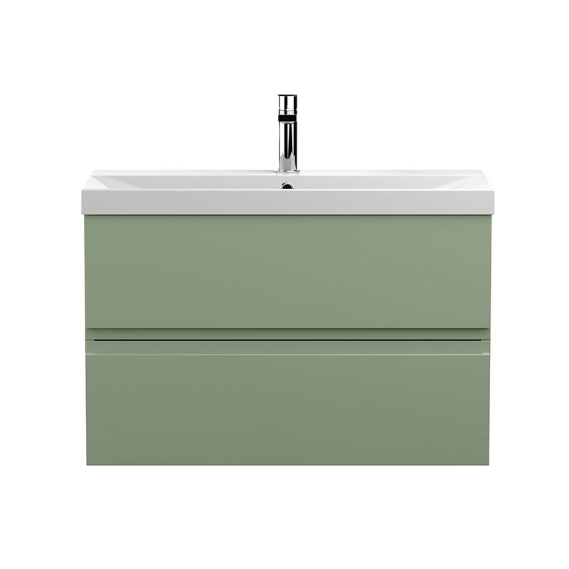 Hudson Reed Urban Wall Hung Double Drawer 800mm Vanity Unit with Thin-Edge Ceramic Basin (1 size, 5 colours) - Brand New Bathrooms
