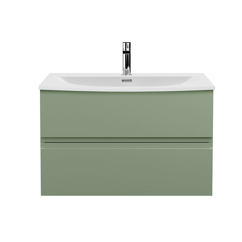 Hudson Reed Urban Wall Hung Double Drawer 800mm Vanity Unit with Curved Ceramic Basin (1 size, 5 colours) - Brand New Bathrooms