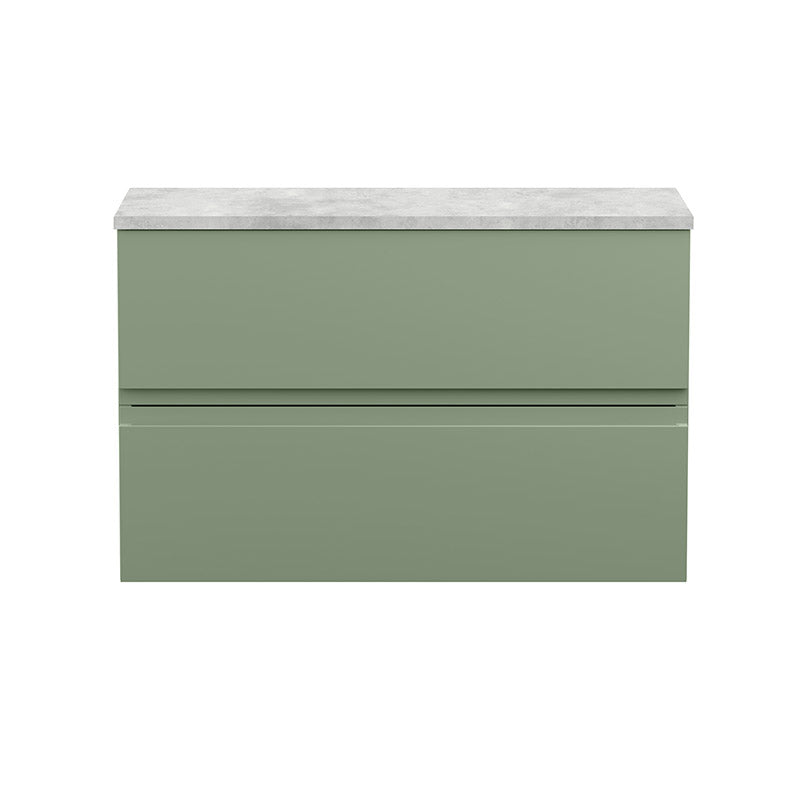 Hudson Reed Urban Wall Hung Double Drawer 800mm Vanity Unit with Bellato Grey Worktop (1 size, 5 colours) - Brand New Bathrooms