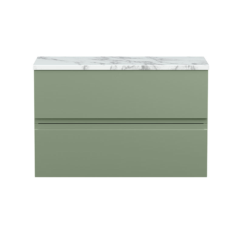Hudson Reed Urban Wall Hung Double Drawer 800mm Unit & Laminate Worktop (1 size, 5 colours) - Brand New Bathrooms