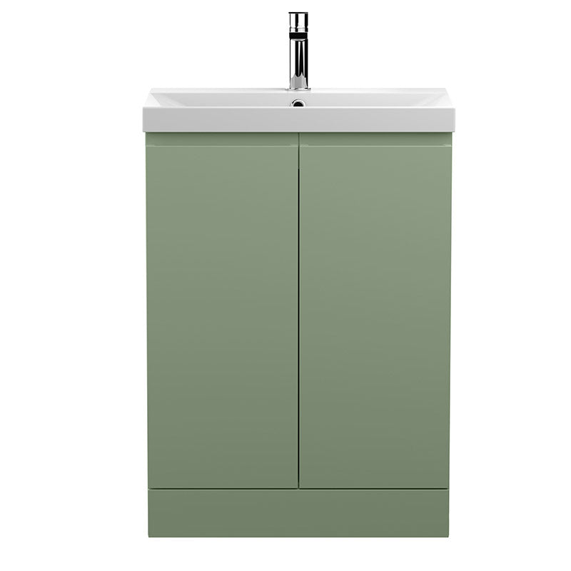 Hudson Reed Urban Floor Standing Double Door 600mm Vanity Unit & Thin-Edge Ceramic Basin (1 size, 5 colours) - Brand New Bathrooms