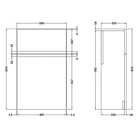 Hudson Reed Urban Floor Standing 500mm WC Unit (1 size, 5 colours) - Brand New Bathrooms