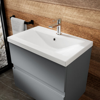 Hudson Reed Urban Wall Hung Double Drawer 600mm Vanity Unit with Mid-Edge Ceramic Basin (1 size, 5 colours) - Brand New Bathrooms