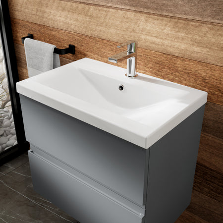 Hudson Reed Urban Wall Hung Double Drawer 800mm Vanity Unit with Mid-Edge Ceramic Basin (1 size, 5 colours) - Brand New Bathrooms