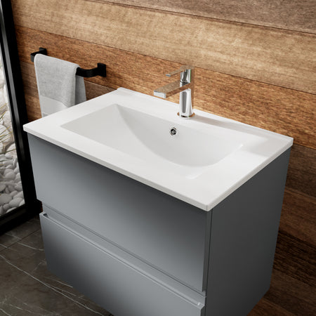 Hudson Reed Urban Wall Hung Double Drawer 600mm Vanity Unit & Minimalist Ceramic Basin (1 size, 5 colours) - Brand New Bathrooms