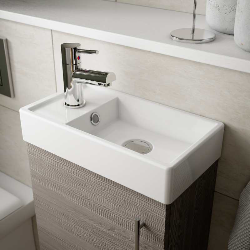 Nuie Vault Wall Hung Single Door Compact Vanity Unit with Ceramic Basin (2 sizes, 3 colours) - Brand New Bathrooms