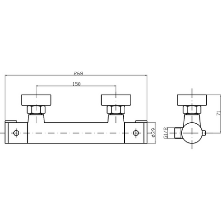 Nuie Bar Showers Minimalist Thermostatic Bar Valve (1 size, Chrome) - Brand New Bathrooms