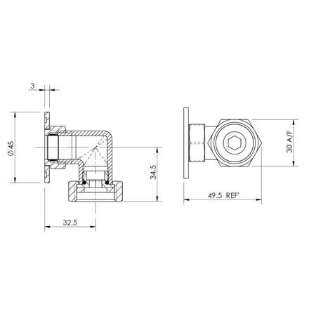 Nuie Shower Accessories Wall Return Elbow (1 size, Chrome) - Brand New Bathrooms