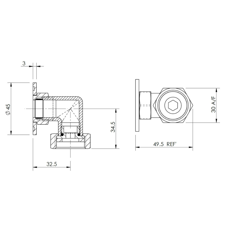 Nuie Shower Accessories Wall Return Elbow (1 size, Chrome) - Brand New Bathrooms