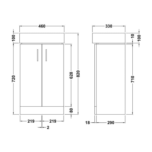 Nuie Mayford Floor Standing 2 Door Vanity Unit with Ceramic Basin (1 size, Gloss White) - Brand New Bathrooms