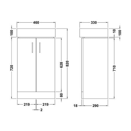 Nuie Mayford Floor Standing 2 Door Vanity Unit with Ceramic Basin (1 size, Gloss White) - Brand New Bathrooms