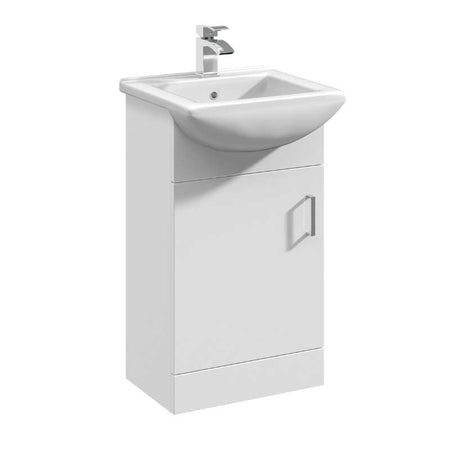 Nuie Mayford Floor Standing Single Door Vanity Unit with Basin (1 size, Gloss White) - Brand New Bathrooms