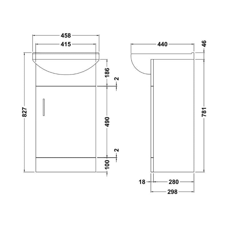 Nuie Mayford Floor Standing Single Door Vanity Unit with Basin (1 size, Gloss White) - Brand New Bathrooms