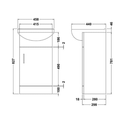 Nuie Mayford Floor Standing Single Door Vanity Unit with Basin (1 size, Gloss White) - Brand New Bathrooms