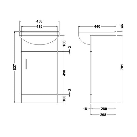 Nuie Mayford Floor Standing Single Door Vanity Unit with Basin (1 size, Gloss White) - Brand New Bathrooms