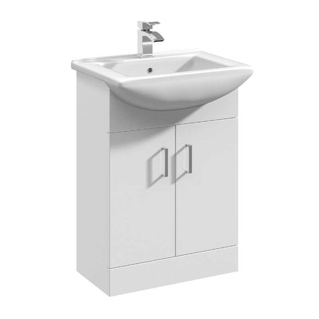 Nuie Mayford Floor Standing 2 Door Vanity Unit with Square Basin (2 sizes, Gloss White) - Brand New Bathrooms