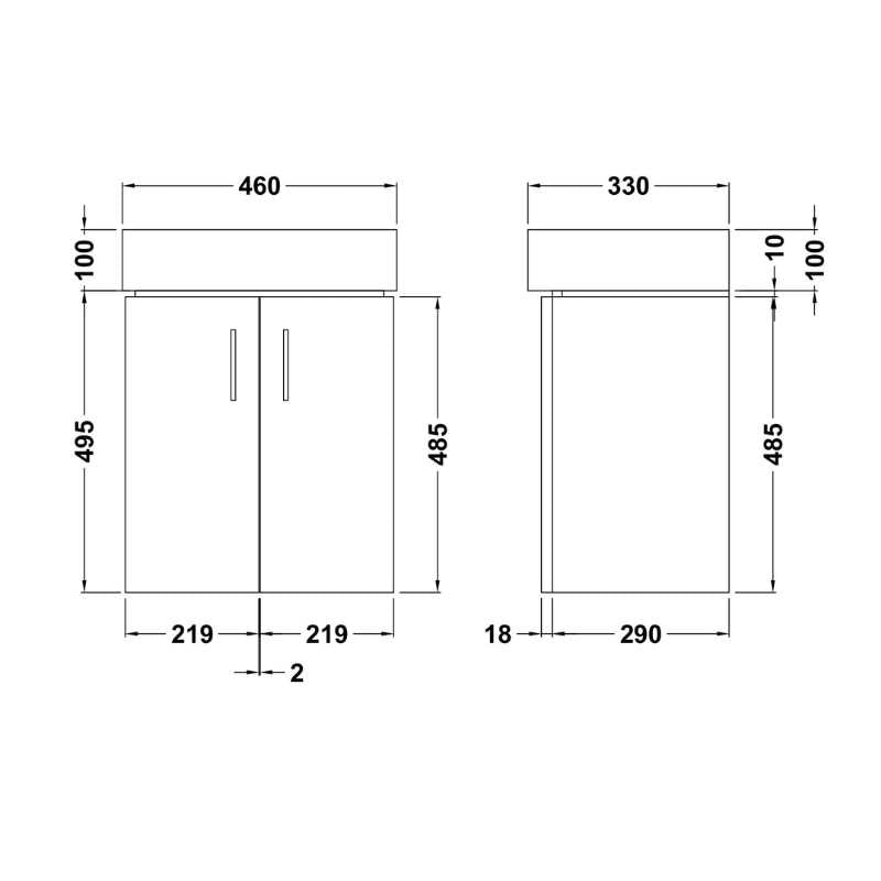 Nuie Mayford Wall Hung 2 Door Vanity Unit with Ceramic Basin (1 size, Gloss White) - Brand New Bathrooms