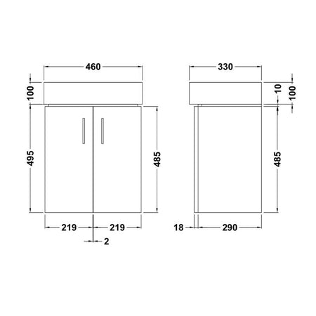 Nuie Mayford Wall Hung 2 Door Vanity Unit with Ceramic Basin (1 size, Gloss White) - Brand New Bathrooms