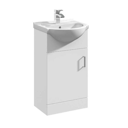 Nuie Mayford Floor Standing Single Door Vanity Unit with Round Basin (1 size, Gloss White) - Brand New Bathrooms