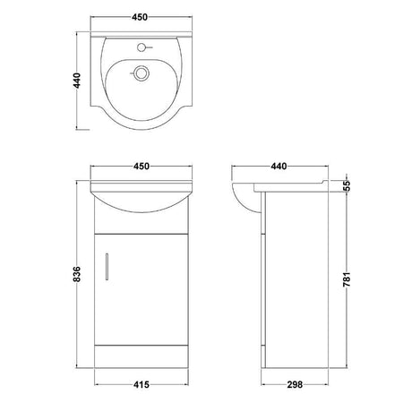 Nuie Mayford Floor Standing Single Door Vanity Unit with Round Basin (1 size, Gloss White) - Brand New Bathrooms