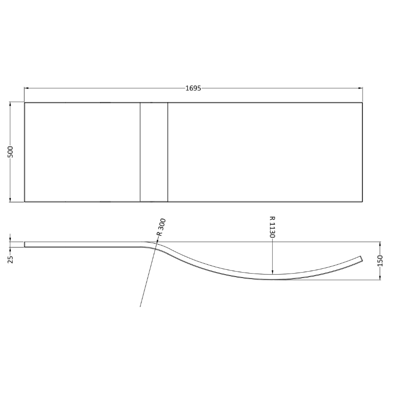 Nuie B-Shape Shower Bath Front Panels (2 sizes, White) - Brandnew Bathroom
