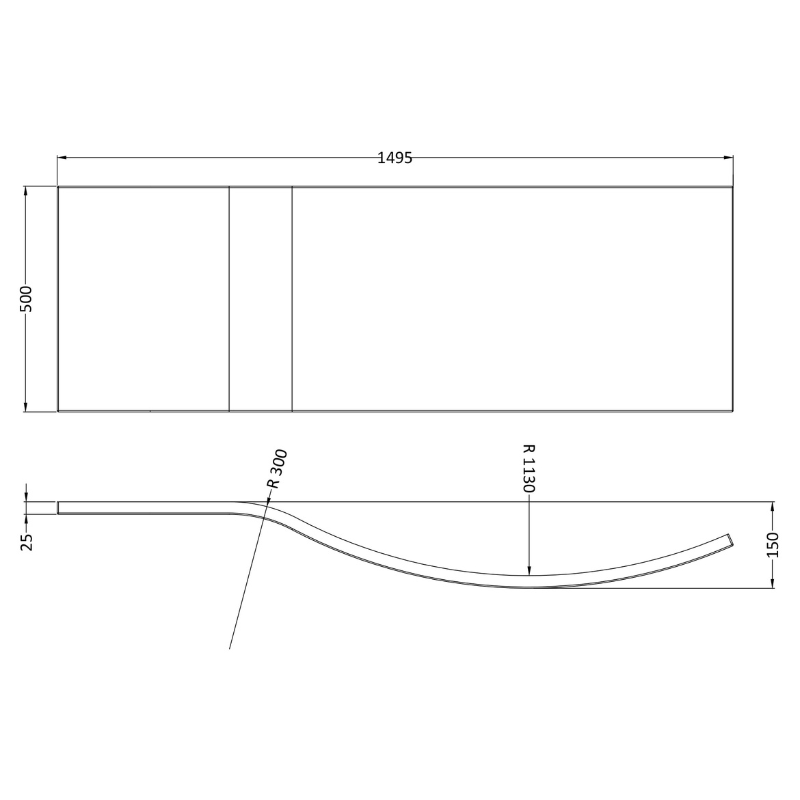 Nuie B-Shape Shower Bath Front Panels (2 sizes, White) - Brandnew Bathroom